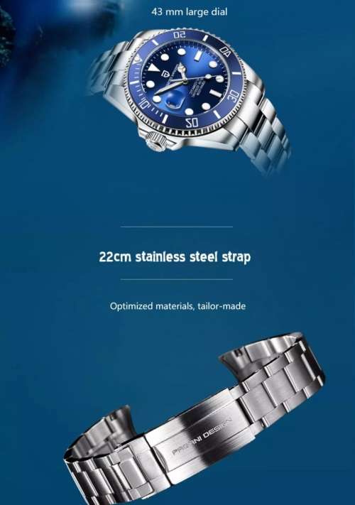 Pagani Design Sapphire 43mm Submariner Seiko Automatic 24 Jewel movement**Top Brand**