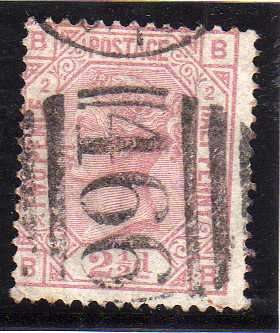 GREAT BRITAIN 1873-80. 2,5d ROSY MAUVE PLATE 2 F.U. SG 139. CAT 120 POUNDS. (2018)