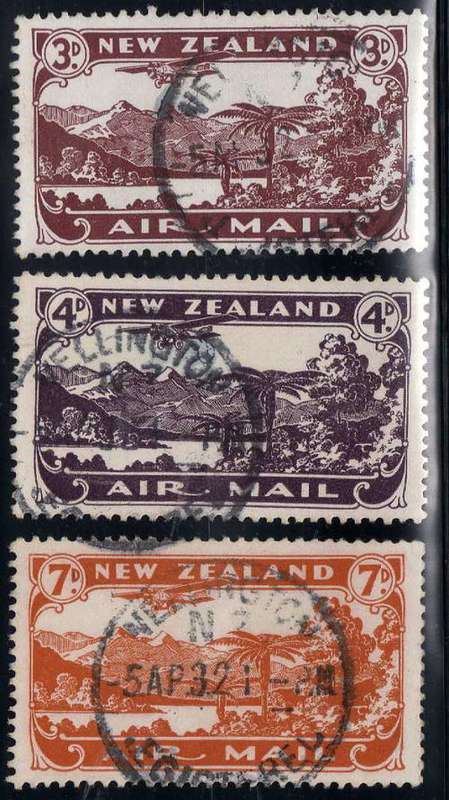 NEW ZEALAND 1931 AIRMAIL SET OF 3 VERY FINE USED. SG 548 - 550. CAT 42 POUNDS.