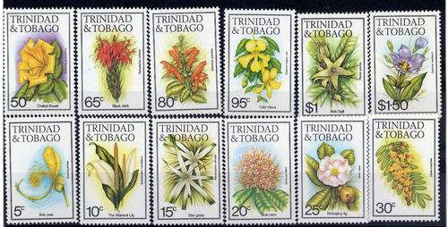 TRINIDAD & TOBAGO 1983 FLOWERS PART SET OF 12 UNMOUNTED MINT.