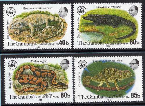 GAMBIA 1981 ABUKO NATURE RESERVE 4th SERIES SET OF 4 U.M.M. SG 460-63. CAT 33,50 POUNDS.