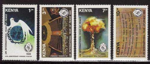 KENYA 1986 PEACE YEAR SET OF 4 U.M.M. SG 375-78. CAT 10,30 POUNDS.