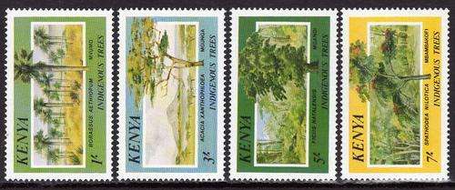 KENYA 1986 INDIGENOUS TREES SET OF 4 U.M.M. SG 370-3. CAT 15.25 POUNDS.