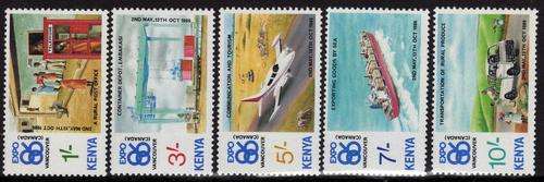 KENYA 1986 WORLD FAIR VANCOUVER SET OF 5 U.M.M. SG 385-89. CAT 15,75 POUNDS.