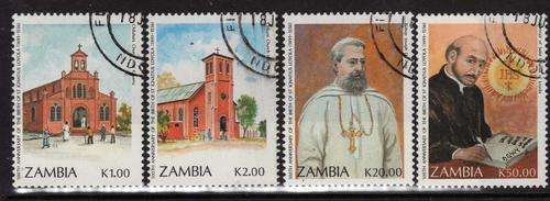ZAMBIA 1991 500YR BIRTH BISHOP LOYOLA SET OF 4 V.F.U. SG 679-82. CAT 9,50 POUNDS.