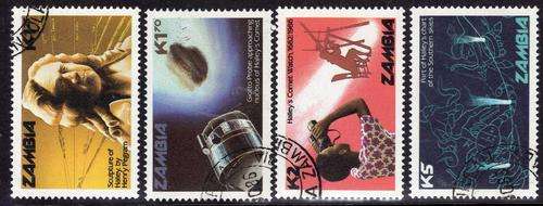 ZAMBIA 1986 HALLEY'S COMET SET OF 4 V.F.U. SG 464-7. CAT 8,75 POUNDS.