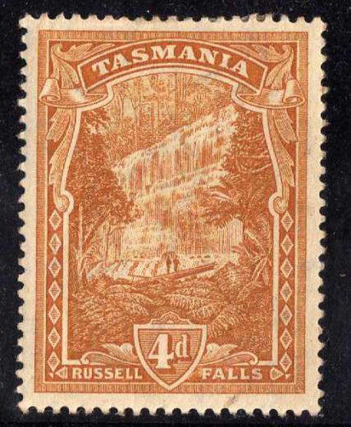TASMANIA 1899 4d ORANGE FINE MOUNTED MINT. BROWN GUM. SG 234. CAT 18 POUNDS.