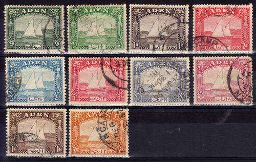 Aden 1937 Dhow Definitive short set of 10 (9a - 2rs) fine - very fine used. SG 1-10. Cat £98 (2022)