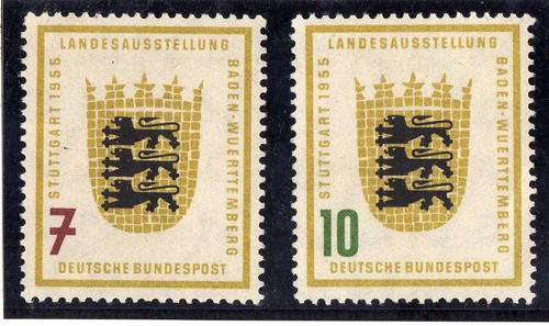 GERMANY (WEST) 1955 BADEN AGRICULTURE EXH SET OF 2 U.M.M. SG 1138-9. CAT14,25 POUNDS.