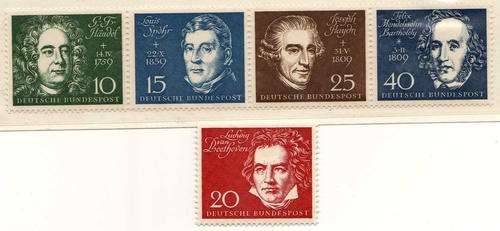 GERMANY 1959 BEETHOVEN HALL BONN SET OF 5 U.M.M.