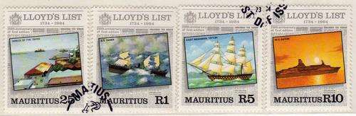 MAURITIUS 1984 "250th ANNIV LLOYD'S LIST" SET OF 4 V.F.U. SG 682-5. CAT 10 POUNDS.