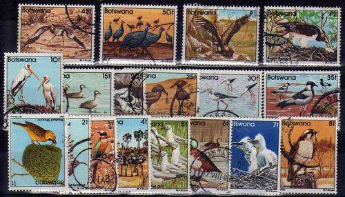 BOTSWANA 1982 BIRD SET OF 18 V.F.U. SG 515-32. CAT 50 POUNDS.