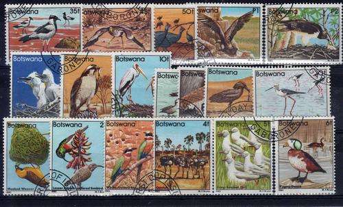 BOTSWANA 1982 BRDS SET OF 18 V.F.U. SG 515-32. CAT 50 POUNDS.