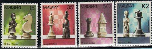 MALAWI 1988 CHESS SET OF 4 U.M.M. SG 780-83. CAT 10 POUNDS.