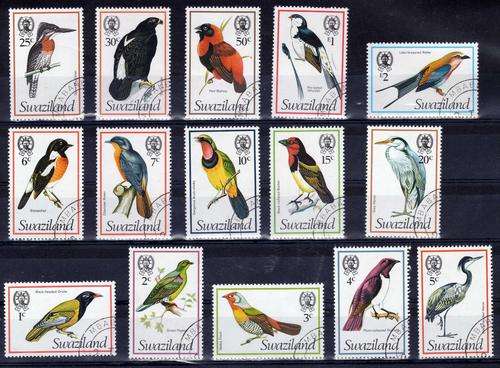 SWAZILAND 1976 BIRD DEFIN FULL SET OF 15 V.F.U. SG 236-250. CAT 27 POUNDS.