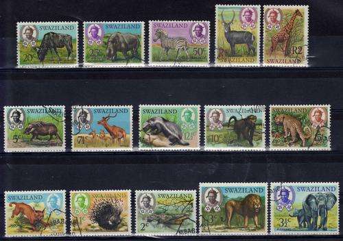 SWAZILAND 1969 ANIMAL DEFINITIVE SET OF 15 VERY FINE USED. SG 161 - 175. CAT 28 POUNDS.