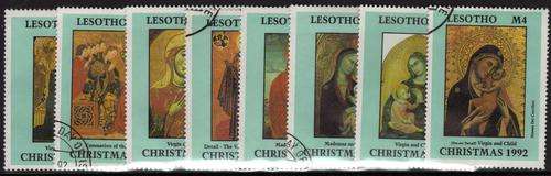 LESOTHO 1992 CHRISTMAS "RELIGEOUS ART" SET OF 8 V.F.U. SG 1117-24. CAT 11.50 POUNDS.