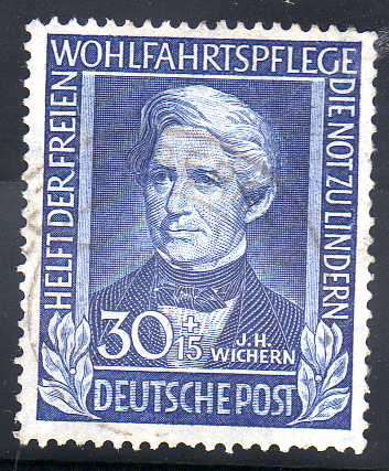 GERMANY WEST 1949  REFUGEES RELIEF FUND 30 + 15 pf FINE USED. SG 1042. CAT 140 POUNDS. (2013)