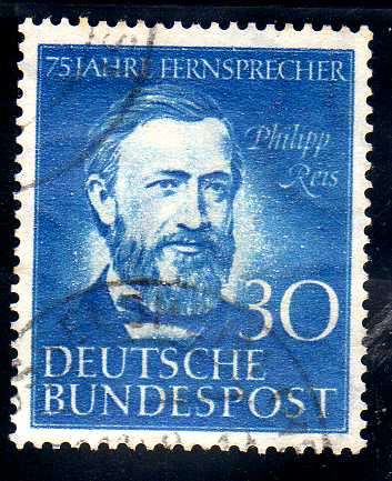 GERMANY WEST 1952 75TH ANNIV OF GERMAN TELEPHONE SERVICE 30PF V.F.U. SG 1087. CAT 21 POUNDS.