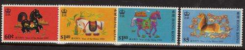 HONG KONG 1990 YEAR OF HORSE SET OF 4 U.M.M. SG 631-634. CAT 10,50 POUNDS.