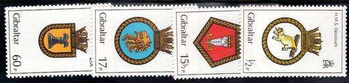 GIBRALTAR 1982 NAVAL CRESTS (1st SERIES) SET OF 4 U.M.M. SG 475-78.