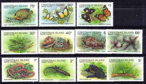CHRISTMAS ISLAND 1987 WILDLIFE PART SET OF 11 U.M.M. SG BETWEEN 229-242. CAT 16,75 POUNDS.