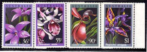 AUSTRALIA 1986 ORCHIDS SET OF 4 U.M.M. SG 1032-35. CAT 6,75 POUNDS.