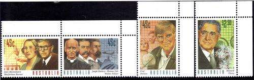 AUSTRALIA 1995 "MEDICAL SCIENTISTS" SET OF 4 U.M.M. SG 1552-55. CAT 10,50 POUNDS.