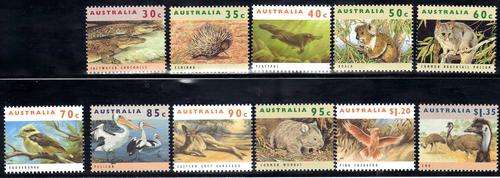AUSTRALIA 1992 "WILDLIFE 1st SERIES" SET OF 11 U.M.M. SG 1361-71. CAT 16,60 POUNDS.