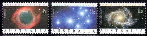 AUSTRALIA 1992 INTERNATIONAL SPACE YEAR SET OF 3 U.M.M. SG 1343-50. CAT 5 POUNDS.