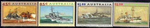 AUSTRALIA 1993 "SECOND WORLD WAR SHIPS" SET OF 4 U.M.M. SG 1397-1400. CAT 8,25 POUNDS.