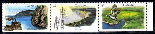 CANADA 1992 "RIVERS" 2nd SERIES STRIP OF 5 U.M.M. SG 1492-96. CAT 7,50 POUNDS.