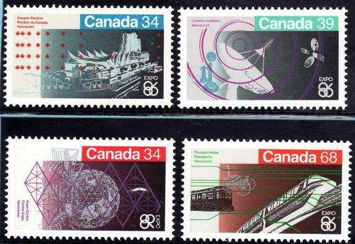 CANADA 1986 "EXPO 86" 2 SETS U.M.M. SG 1192-3 & 1196-7. CAT 5,35 POUNDS.