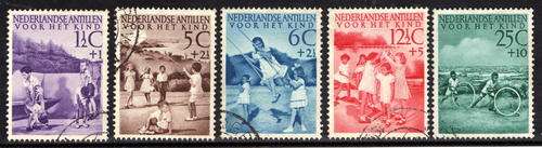 NETHERLANDS ANTILLES 1951 CHILD WELFARE SET OF 5 V.F.U. SG 331-335.