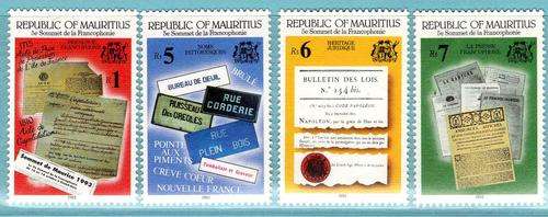 MAURITIUS 1993 "SUMMIT OF FRENCH SPEAKING NATIONS" SET OF 4 U.M.M. SG 891-94. CAT 13 POUNDS.