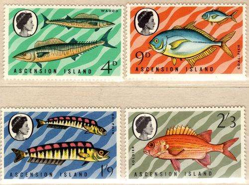 ASCENSION 1970 FISH 3rd SERIES SET OF 4 U.M.M. SG 126-29. CAT 16 POUNDS.