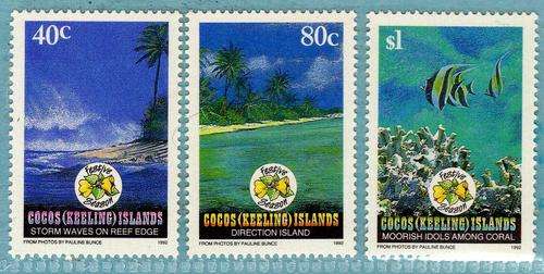 COCOS (KEELING) ISLAND 1992 CHRISTMAS SET OF 3 U.M.M. SG 273-5. CAT 8 POUNDS.