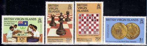 BRITISH VIRGIN ISLANDS 1984 "CHESS" SET OF 4 U.M.M. SG 522-25. CAT 11 POUNDS.