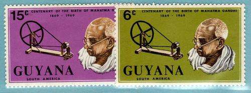GUYANA 1969 "GANDI BIRTH CENT" SG 509-10 SET OF 2 U.M.M. CAT 1,30 POUNDS.