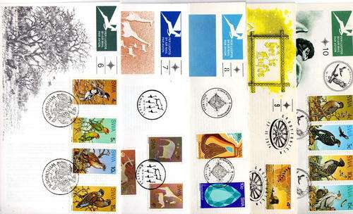 SWA 5 FIRST DAY COVERS NO'S 6-10. STAMPS CAT AS USED IN 2013 SG 47,80 POUNDS. STAMPS SG 260-273.