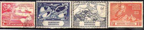 NORTHERN RHODESIA 1949 UPU SET OF 4 V.F.U. SG/SACC 50-53. CAT 8 POUNDS (2013)