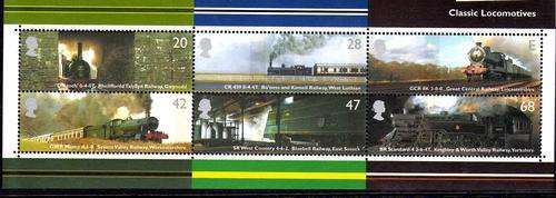 GREAT BRITAIN 2004 "CLASSIC LOCOMOTIVES" MINI SHEET U.M.M. SG M/S 2423. CAT 35 POUNDS.