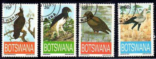 BOTSWANA 1993 ENDANGERED EAGLES SET OF 4 V.F. USED. SG 776-79. CAT 9,25 POUNDS.