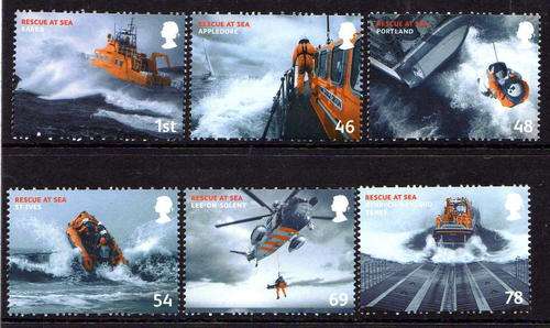 GREAT BRITAIN 2008 "RESCUE AT SEA" SET OF 6 UMM SG 2825-30. CAT 10,65 POUNDS.