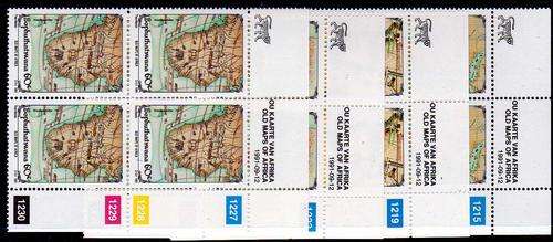 BOPHUTHATSWANA 1991 "MAPS" SET OF 4 IN CONTROL BLOCKS OF 4 UMM. SACC 269-72. CAT R140.