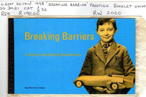 GREAT BRITAIN 1998 "BREAKING BARRIERS" PRESTIGE BOOKLET UMM. SG DX21. CAT 32 POUNDS.