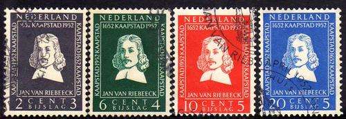 NETHERLANDS 1952 "VAN RIEBEECK" SET OF 4 VERY FINE USED. SG 744-7. CAT 25,50 POUNDS.