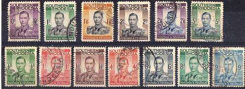 SOUTHERN RHODESIA 1937 DEFINITIVE SET OF 13 FINE USED. SACC 42-54. CAT R425. (SACC 2015)