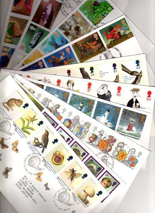 GREAT BRITAIN 1998 COMPLETE SET OF 10 COMMEMORATIVE FIRST DAY COVERS. CAT 58,45 POUNDS.