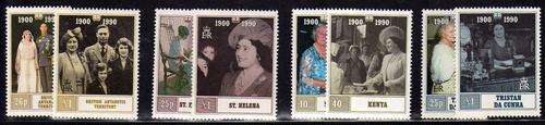 OMNIBUS 1990 "QUEEN MOTHER 90th BIRTHDAY" 4 SETS OF 2 U.M.M. CAT 16,75 POUNDS.